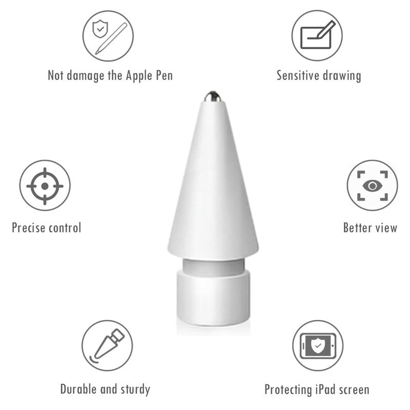 SIXFU 6 PCS Replacement Pencil Tips for Apple Pencil, Durable iPencil Tip Nibs Accessories for iPad Pro/Apple Pencil Pro/USB-C/ 1st Gen/ 2nd Generation (Fine Point) - Image 4
