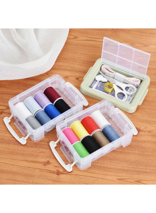 Color Sewing Box 30-piece Double-layer Sewing Box Suit Household Bag Portable Sewing Needle Strong Storage Wholesale-Color:Blue-Model:Opp Bag Packaging