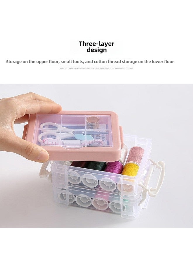Color Sewing Box 30-piece Double-layer Sewing Box Suit Household Bag Portable Sewing Needle Strong Storage Wholesale-Color:Blue-Model:Opp Bag Packaging
