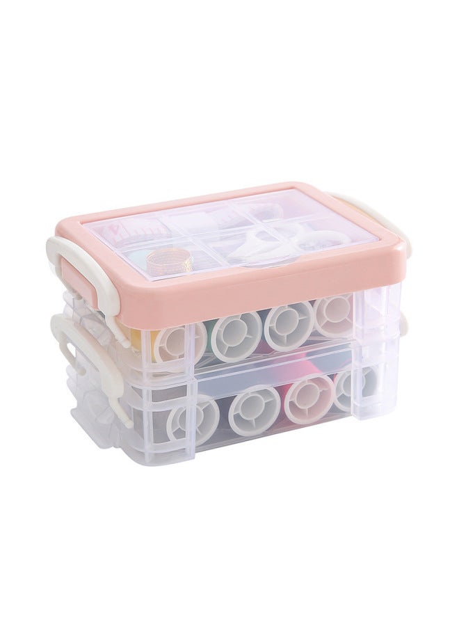 Color Sewing Box 30-piece Double-layer Sewing Box Suit Household Bag Portable Sewing Needle Strong Storage Wholesale-Color:Blue-Model:Opp Bag Packaging