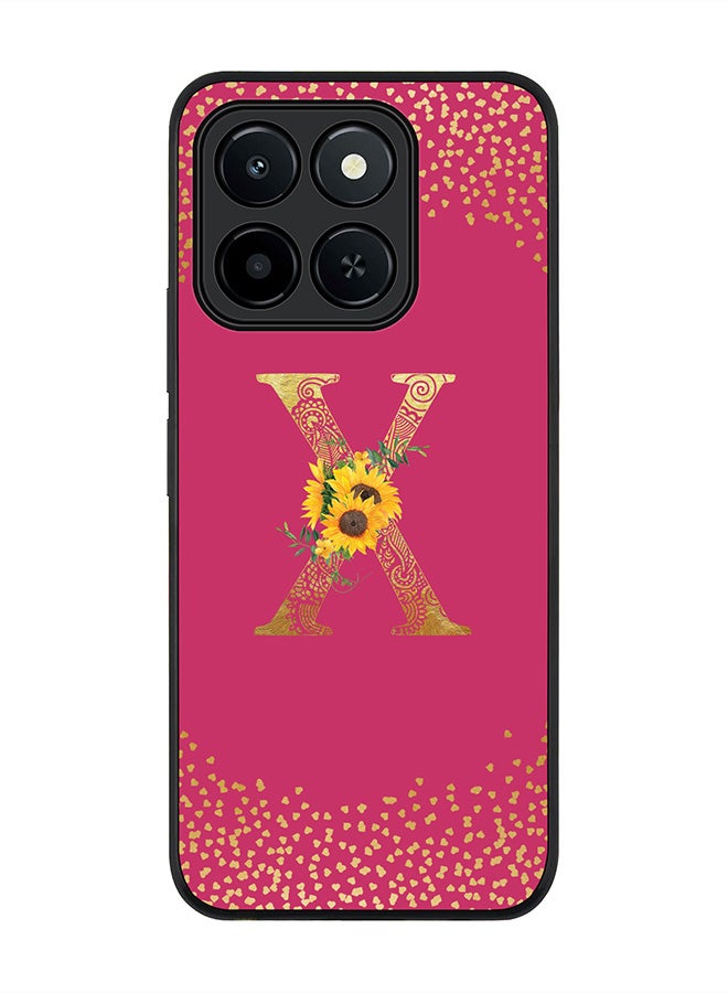 Stylizedd For Honor X6c Case,Slim fit Camera Protection, Shockproof Thin Phone cover  - Custom Floral Monogram - X ( Deep Pink )