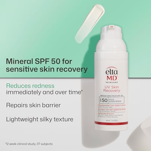 EltaMD UV Skin Recovery 100 Mineral Sunscreen SPF 50 Redness Correcting Face Sunscreen Safe for Sensitive Skin 17oz - Image 3