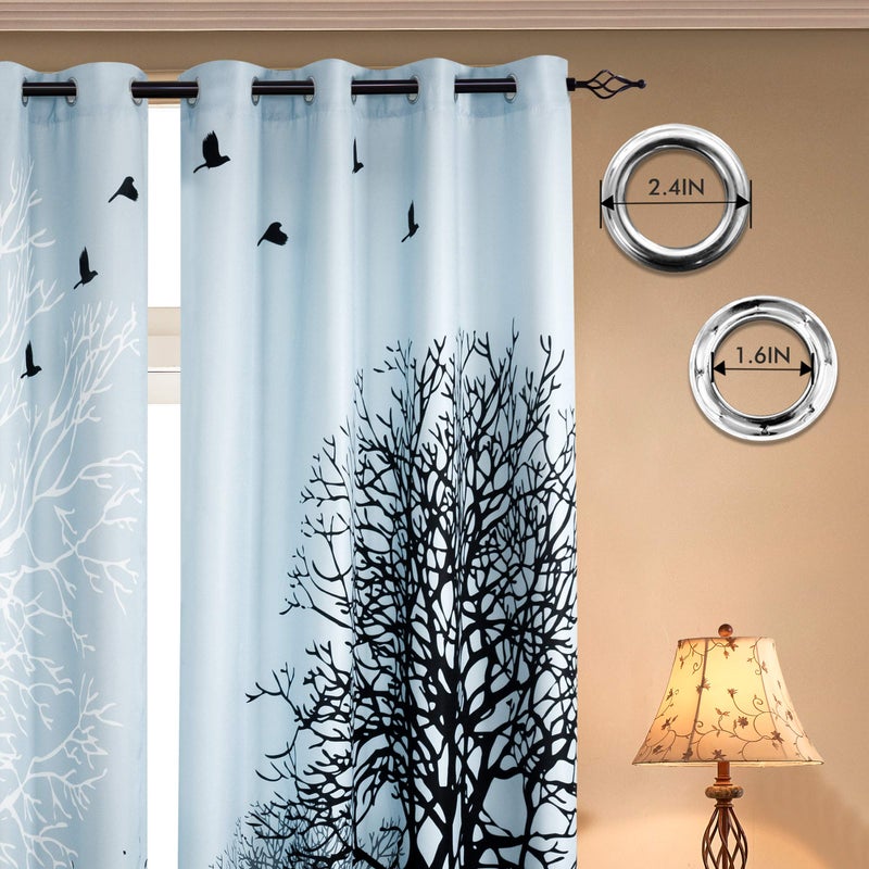 SUBRTEX Light Flitering Curtains 52Wx95L, Room Darkening Vibrant Floral Drapes, 50% Blackout, Semi Sheer Boho Farmhouse Curtains for Living Room, Light Blue - Image 3
