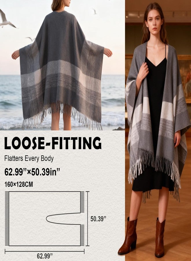 Ladiery Shawls and Wraps for Women Elegant Pashmina Shawls for Women, Soft Open Front Poncho Wrap for Fall Winter Evening Wear, Wedding, Church, Casual Outerwear - Image 4