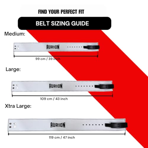 Aurion 10mm White Lever Weight Lifting Belt for Men & Women, 4-Inch Wide Powerlifting Gym Belt with Black Fixed Lever, Heavy Duty Deadlift Belt for Squats, Strength Training & Back Support (L) - Image 2