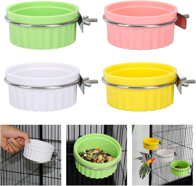 Food Bowl Clamps Holders Coops Cup, Bird Cage Water for Parakeet African Greys Conure Feeding Dish Cups Cage Water - Image 2
