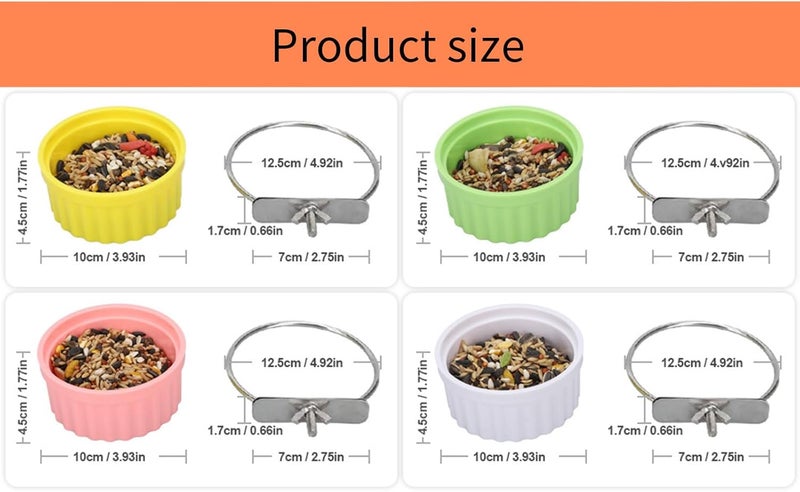 Food Bowl Clamps Holders Coops Cup, Bird Cage Water for Parakeet African Greys Conure Feeding Dish Cups Cage Water - Image 4