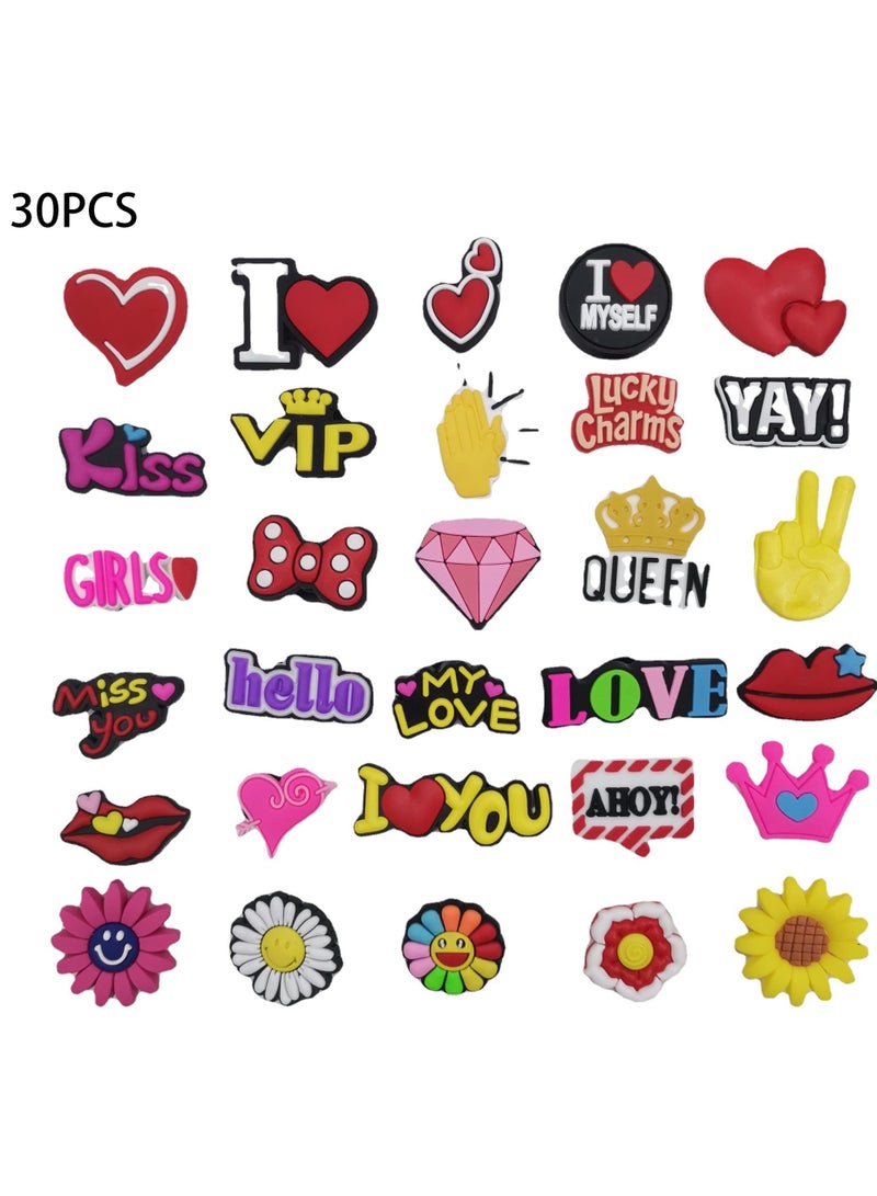 Shoe Charms for Croc Shoe Decoration 30PCS Different Shape Pvc Shoe Charms for Hole Hole Shoe DIY Your Sandals Shoe Slippers for Men Women Kids Girl Teenagers Crocs Shoe Buckle (30PCS Alphabet)  - Image 2