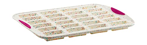 Trudeau 24 Slot Mini Bar Pan – Premium Confetti White Silicone Bakeware with Steel-Reinforced Rim – Nonstick, BPA-Free Brownie, Blondie, Snack Bar & Mini Cake Mold – Oven, Freezer & Dishwasher Safe - Image 1