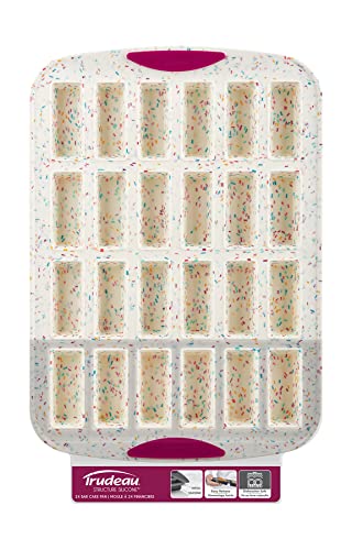 Trudeau 24 Slot Mini Bar Pan – Premium Confetti White Silicone Bakeware with Steel-Reinforced Rim – Nonstick, BPA-Free Brownie, Blondie, Snack Bar & Mini Cake Mold – Oven, Freezer & Dishwasher Safe - Image 3