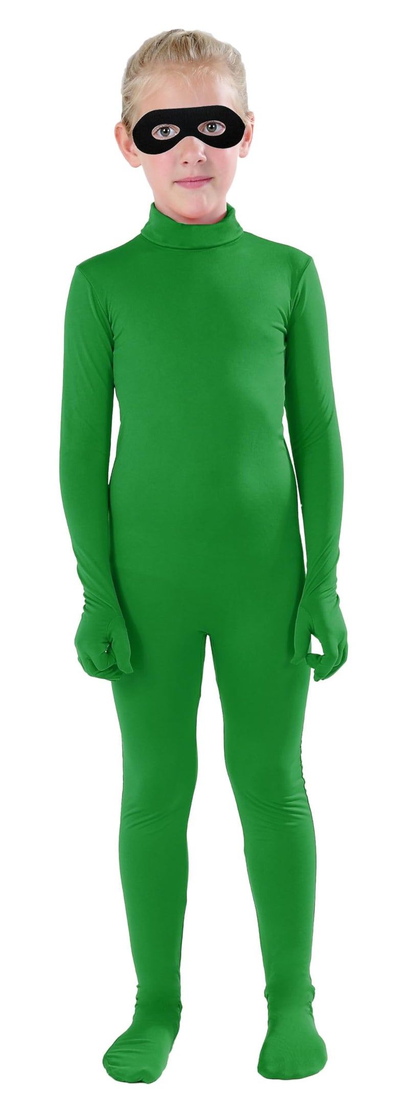 Full Bodysuit Kids Dancewear Solid Color Spandex Zentai Child Unitard (Green, S) - Image 1