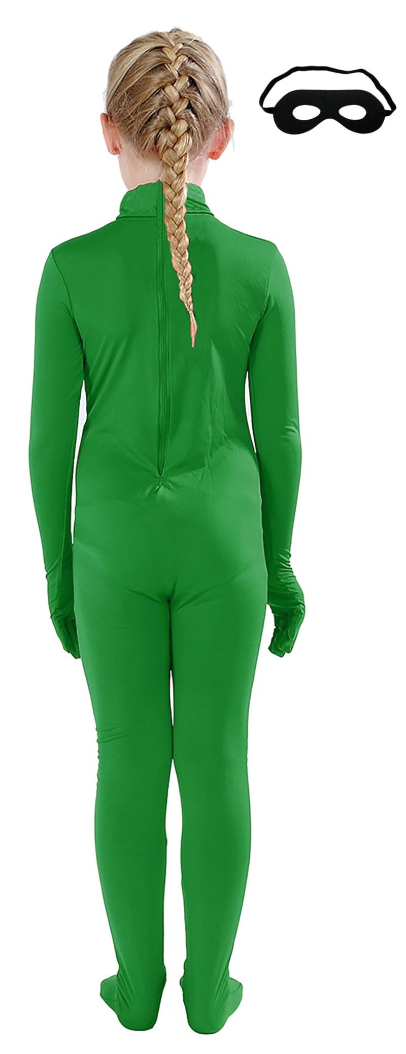 Full Bodysuit Kids Dancewear Solid Color Spandex Zentai Child Unitard (Green, S) - Image 2