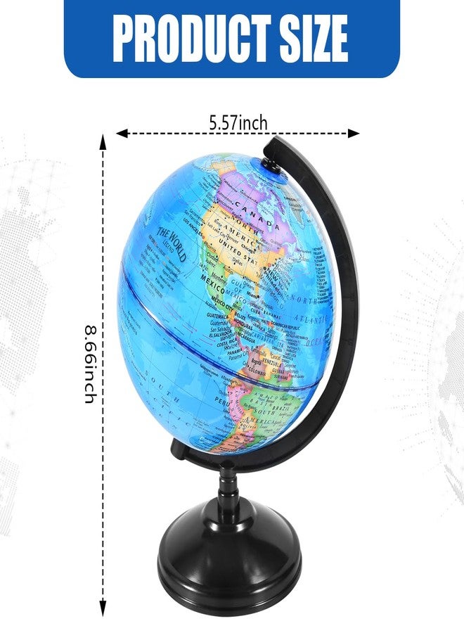 KISEER Rotating World Globe 6 Inch Spinning Earth Globe with Stand for Kids Learning Geography Classroom Education or Office Home Decorations - Image 2