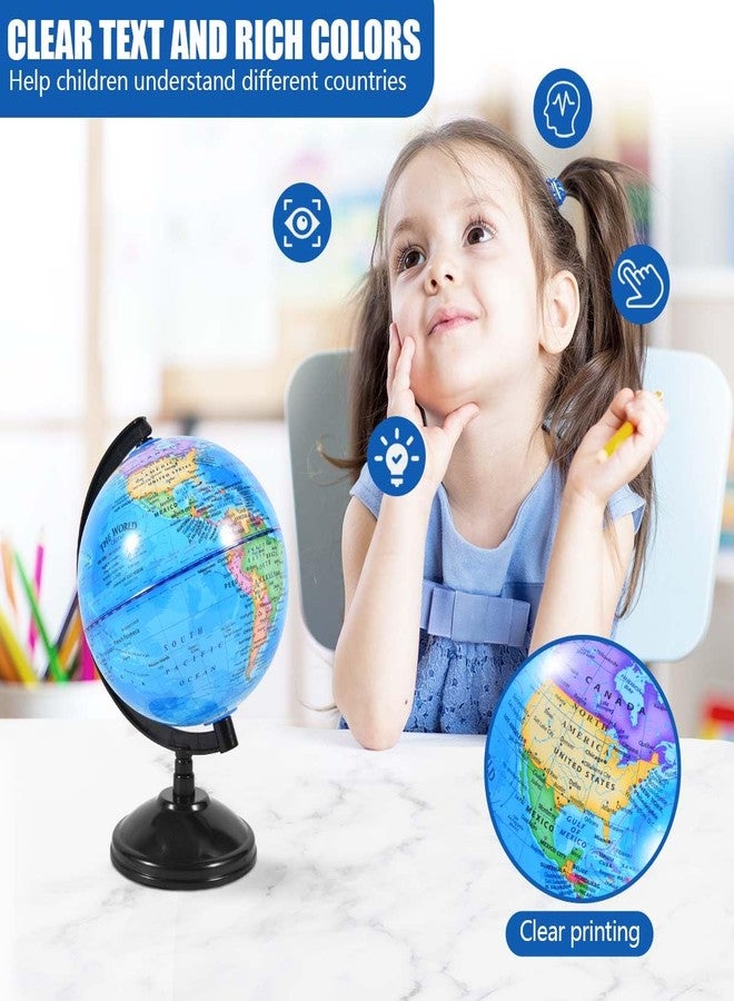 KISEER Rotating World Globe 6 Inch Spinning Earth Globe with Stand for Kids Learning Geography Classroom Education or Office Home Decorations - Image 4
