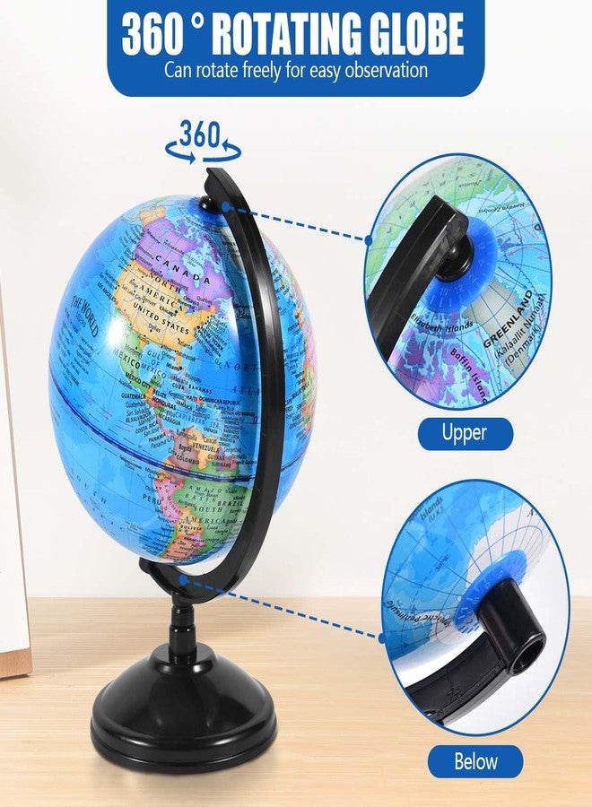 KISEER Rotating World Globe 6 Inch Spinning Earth Globe with Stand for Kids Learning Geography Classroom Education or Office Home Decorations - Image 3
