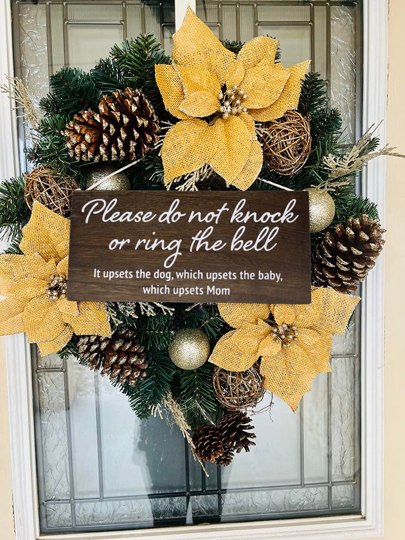 Pulse Brands Baby sleeping sign for front door - Please do not knock or ring the bell, it upsets the dog, which upsets the baby, which upsets mom - No soliciting sign for house - Do not ring doorbell sign - Image 5