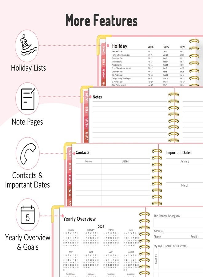 Forvencer Planner 2026-2027, 18 Month Weekly and Monthly Calendar Planner, Jan 2026 -June 2027, 6.3" x 8.4", Daily Agenda Book with Tabs, College Organizer Notebook, School Supplies for Student - Image 5