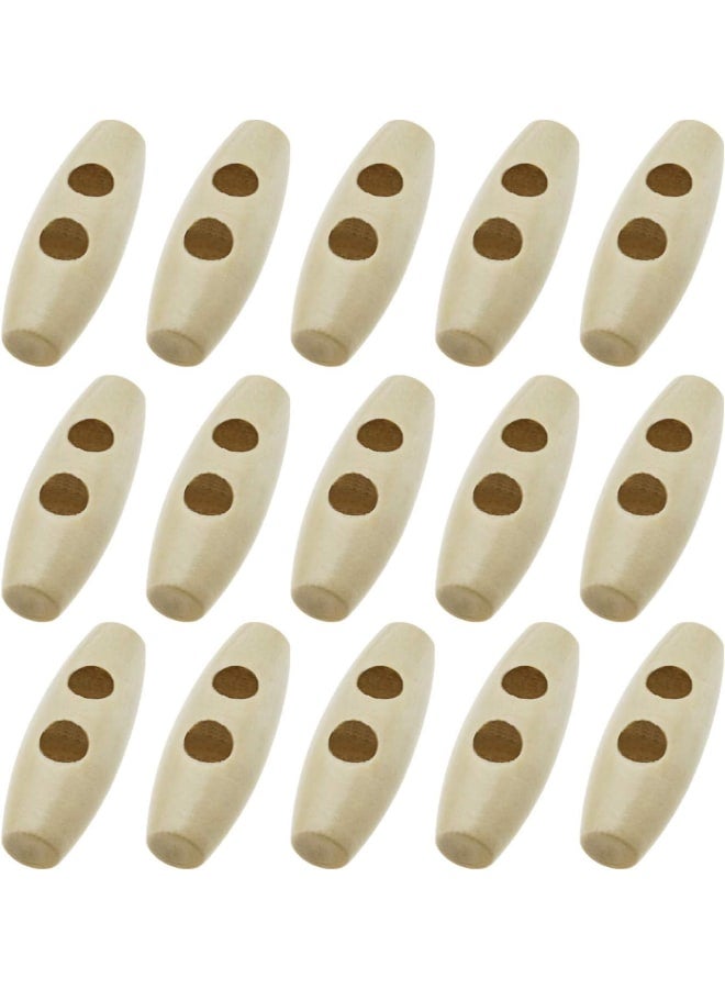 100 x Natural Wooden Rocker Buttons with 2 Holes in Olive Shape 35 mm for Down Coats - Image 1