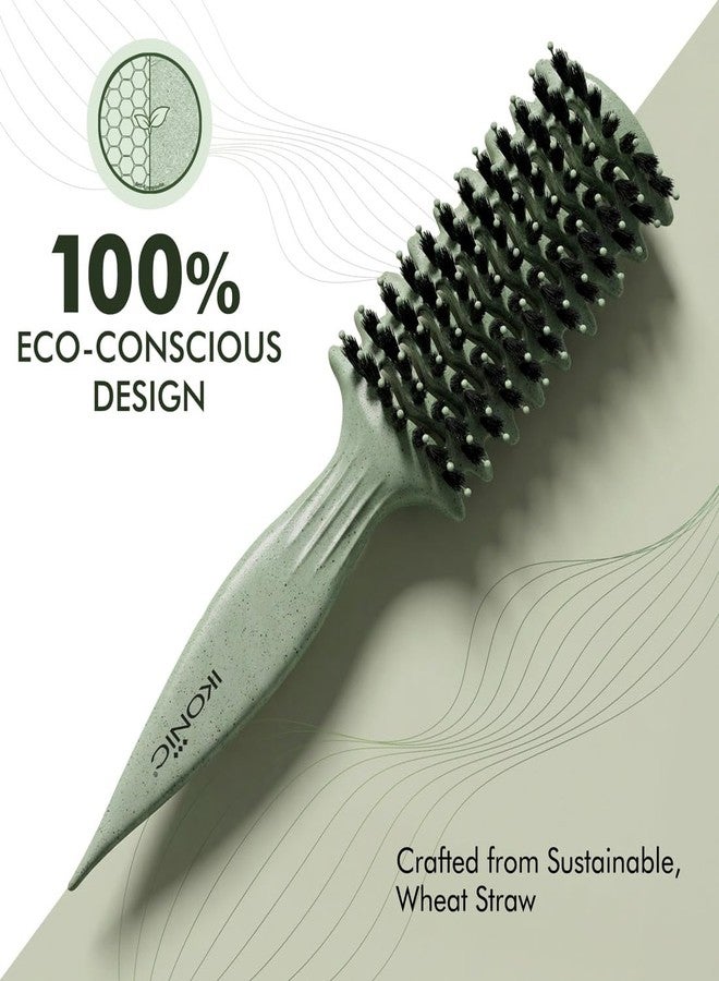 IKONIC Me Vent Curl Hair Brush IKM-2156 Eco Conscious, Advanced Wavy Teeth Design for Defined Clumps, Boar Nylon Bristles for Frizz Control & Shine, Vented Fast Dry, Root Lift Volume - Jade Green - Image 5