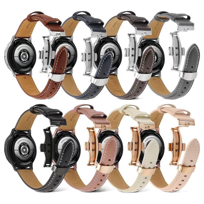 Adjustable Leather Classic Strap Smartwatch Band Compatible with Samsung Galaxy Watch 5 with Fit Replacement Strap in Black - Image 2