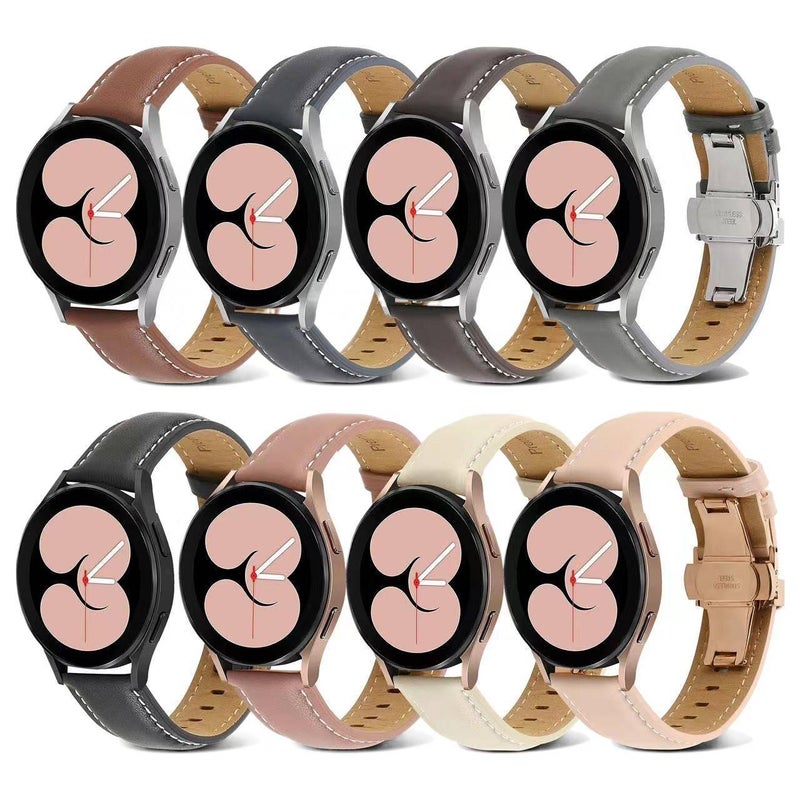 Adjustable Leather Classic Strap Smartwatch Band Compatible with Samsung Galaxy Watch 5 with Fit Replacement Strap in Black - Image 1
