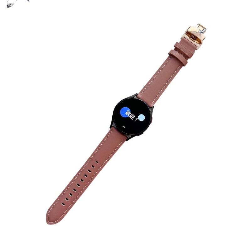 Adjustable Leather Classic Strap Smartwatch Band Compatible with Samsung Galaxy Watch 5 with Fit Replacement Strap in Black - Image 3