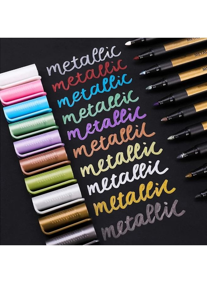 10Pcs Metallic Markers Waterproof Medium Tip Pens For Plastic Stone Crafts - Image 3