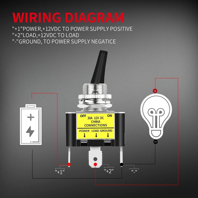 Gebildet 2 قطعة مفتاح تبديل مضيء من نوع الروكر 12V 30A ثقيل الوزن لسيارات السباق والسيارات SPST تشغيل/إيقاف مفتاح تبديل بإضاءة LED مقاس 12 مم (أحمر) - Image 3