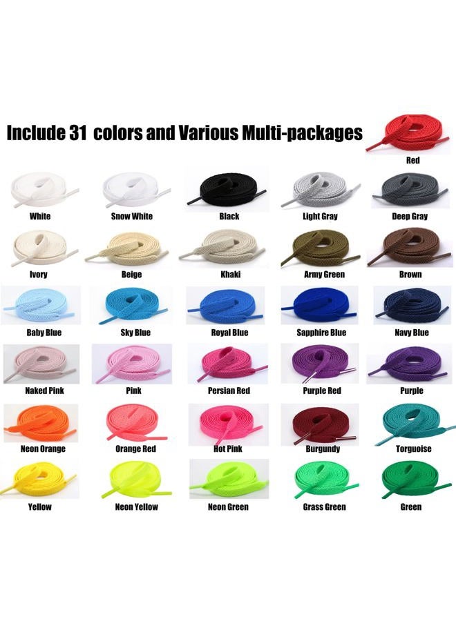Handshop Flat Shoelaces 5/16" - 20 Colors in 36"-72" Shoe Laces For Sneakers, Ivory(1 Pair), 48 inch (122 cm) - Image 3