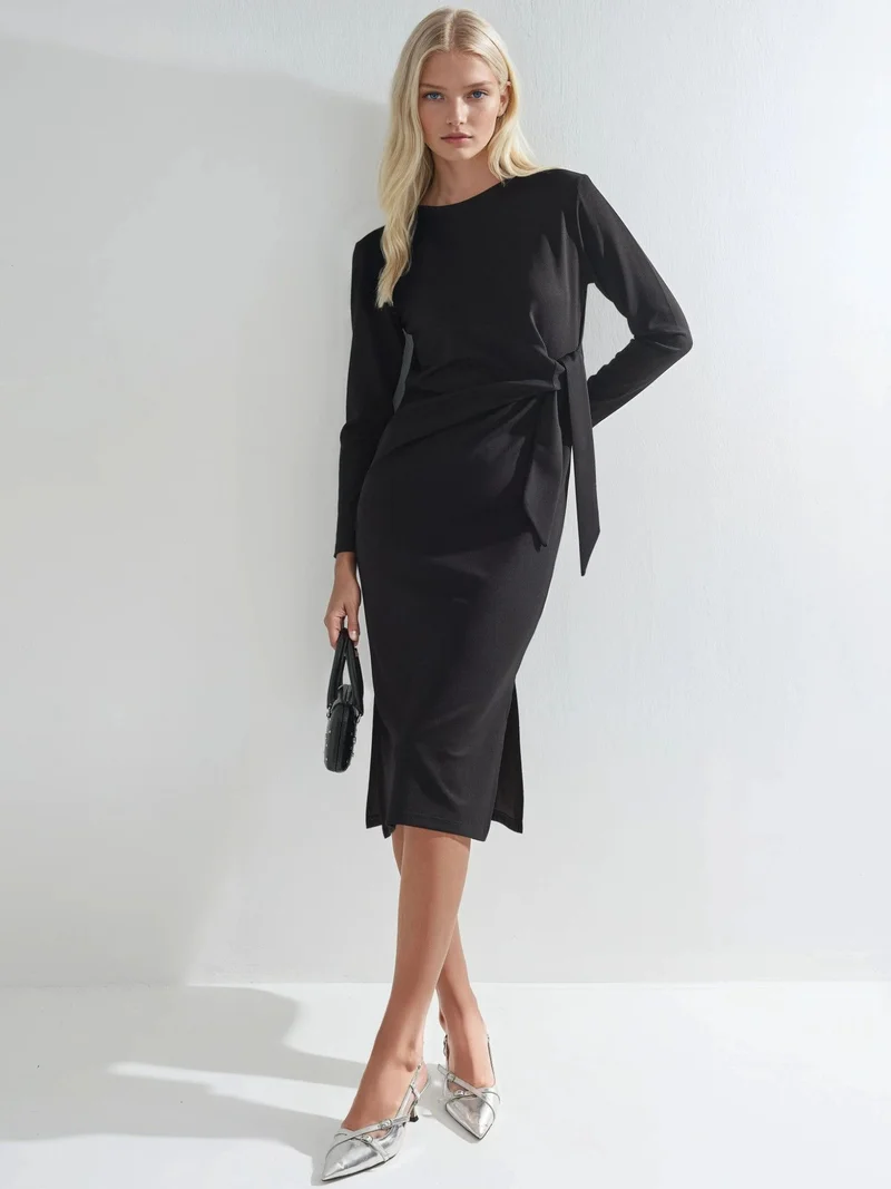 زوبعة فستان مودال بفتحة جانبية مجموعة بيرسان