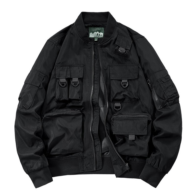 Cross-border Bomber Jacket Mens Multi-bag Jacket American Baseball Suit Functional Three-proof Charge Clothes Workwear Top Army Green - Image 3