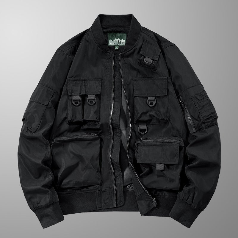 Cross-border Bomber Jacket Mens Multi-bag Jacket American Baseball Suit Functional Three-proof Charge Clothes Workwear Top Army Green - Image 4