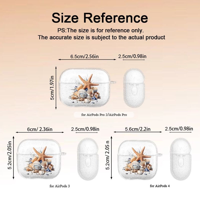 Transparent Glitter Starfish Seashell Pattern Universal Wireless Earphone Protective Case For Airpods Pro - Image 5
