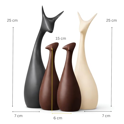 Xtore Home Decor Lucky Deer Family Matte Finish Ceramic Figures - (Set of 4, Matte Brown) - Image 3