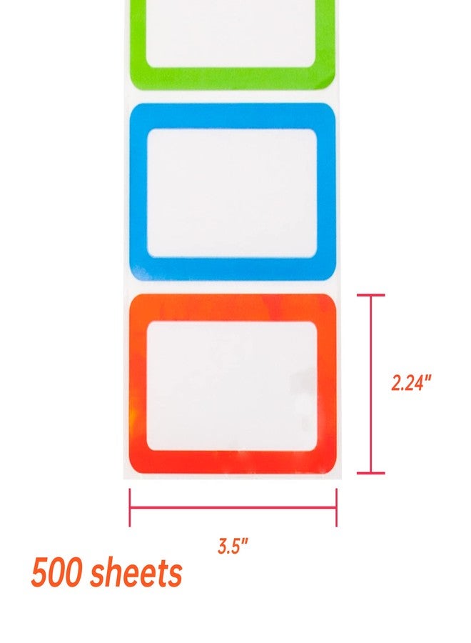 L LIKED Colorful Plain Name Tag Labels - 89mm x 57mm, Clothing Labels for Daycare and School 5 Colors (Blank - 500 Labels) - Image 2