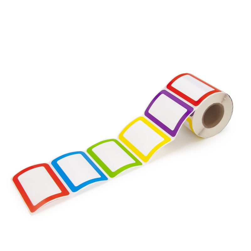 L LIKED Colorful Plain Name Tag Labels - 89mm x 57mm, Clothing Labels for Daycare and School 5 Colors (Blank - 500 Labels) - Image 1