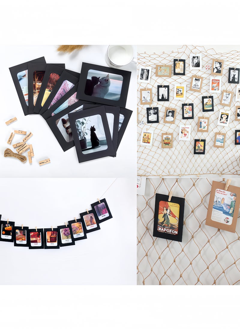 fantasize - 20PCS 11.5x15.5cm DIY Hanging Photo Frame Kit - Paper Frames with Wooden Clips and String for Home, Dorm, Office Wall Decor (Creative Display) - Image 1