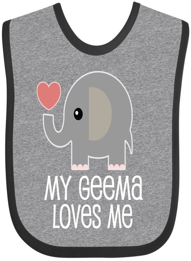 inktastic My Geema Grandma Loves Me Baby Bib Heather and Black 2cf24 - Image 1