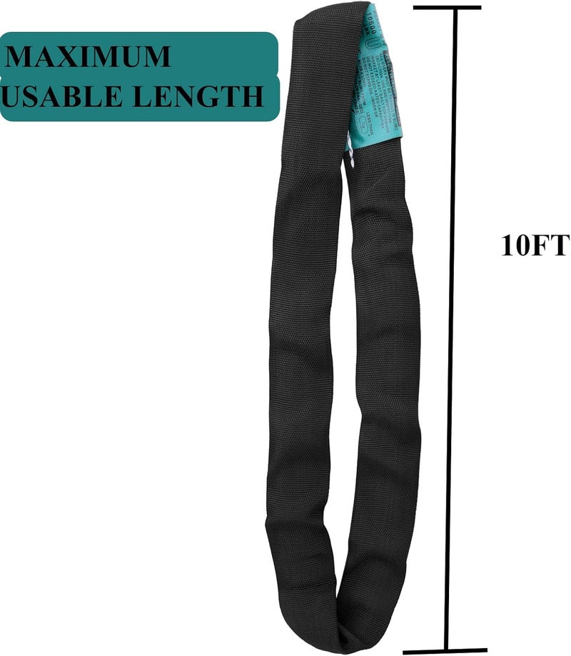 runner deer Black Spanset Round Slings 2-Pack 5300lb for Aerial Hoop Rigging polyeste sling for Yoga Hammock Aerial Silks Wrap Over Tree Limbs or Beams - Image 2