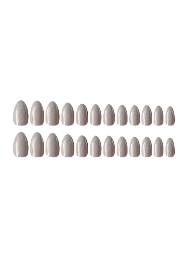 24-Piece Natural Short False Nail Set Grey Bundle - Image 2