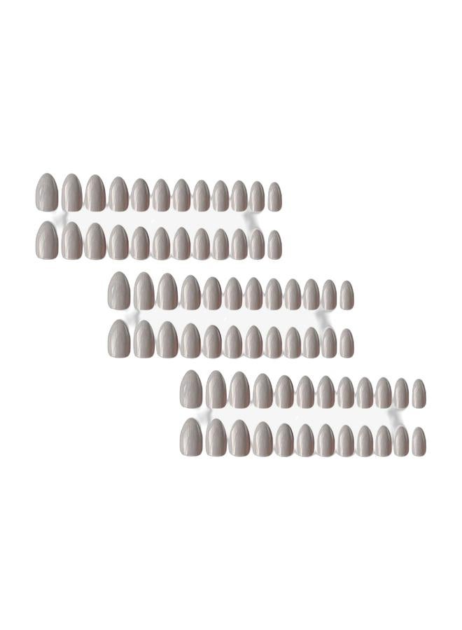 24-Piece Natural Short False Nail Set Grey Bundle - Image 1