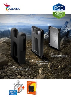 ADATA HD680 DURABLE 2TB External HDD | Anti-Shock Hard Drive | Compatible with PS5 XBOX | Black  - Image 5