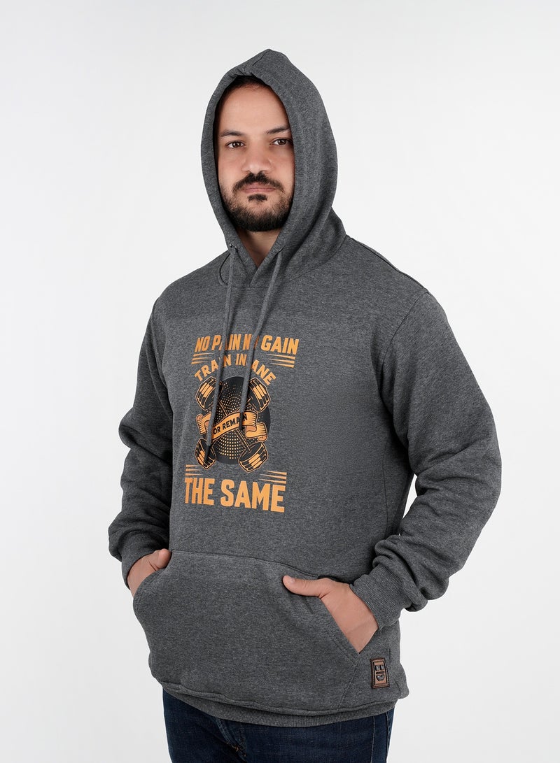 THOMAS-SQUARE Printed Cotton Milton Hoodie - With Anti-Theft Hidden Pockets - Dark Grey  - Image 1