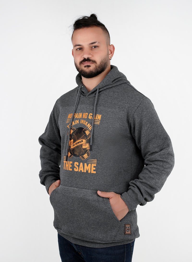 THOMAS-SQUARE Printed Cotton Milton Hoodie - With Anti-Theft Hidden Pockets - Dark Grey  - Image 3