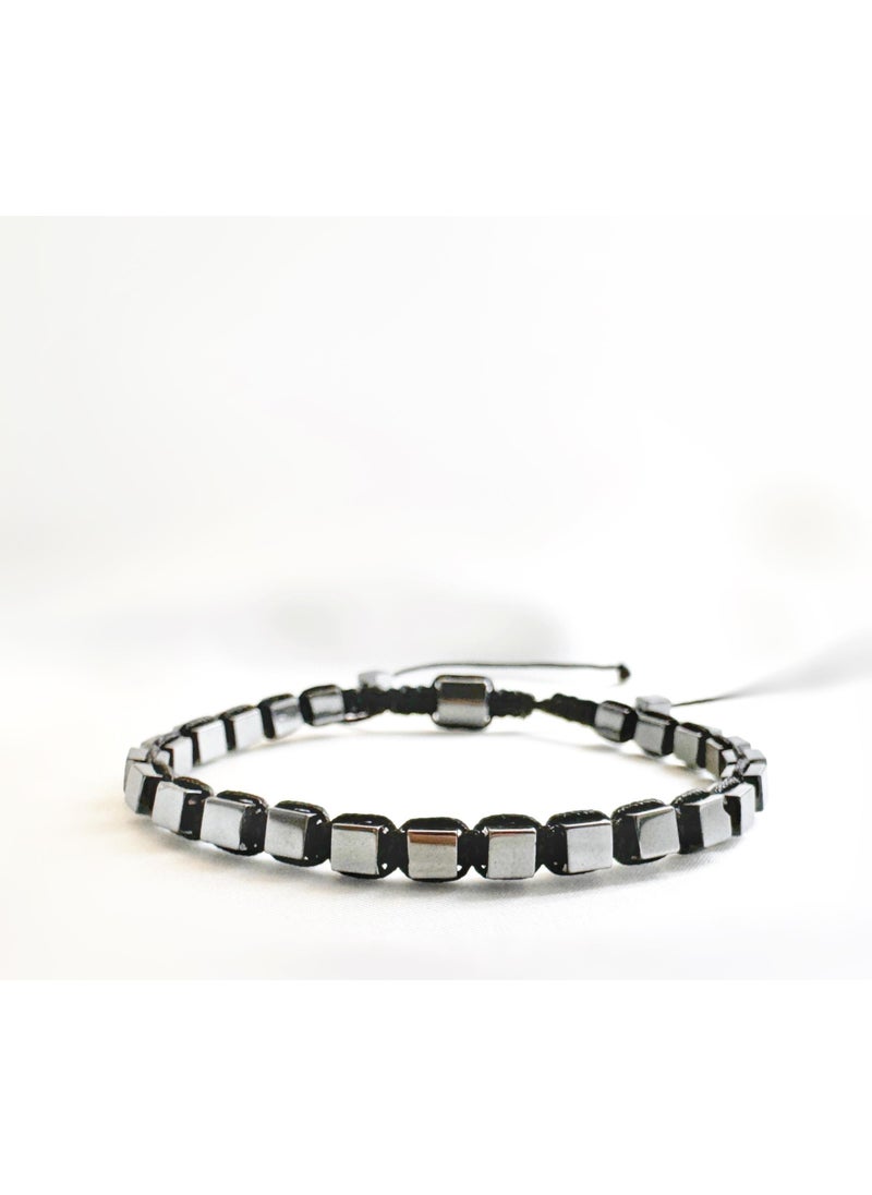 Kehribar Point - Amber Point Cube Hematite Natural Stone Bracelet - Image 1