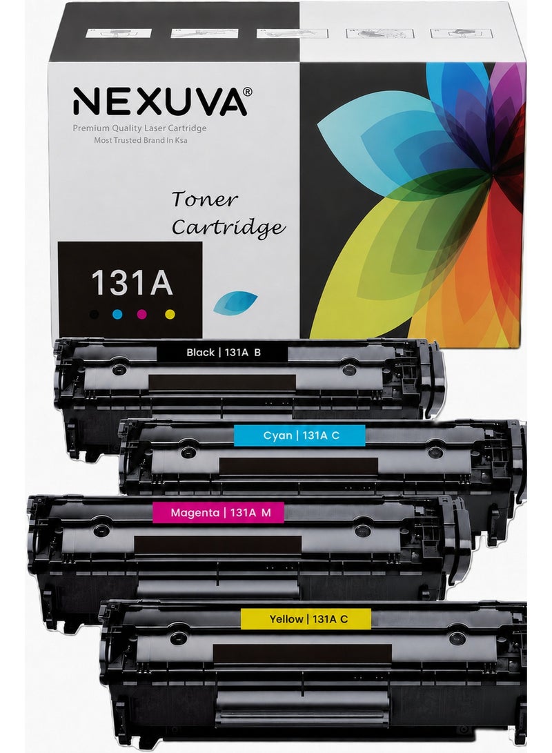 NEXUVA 131A Compatible Toner Cartridge Set for HP Color LaserJet Pro 200 M251n, M251nw, M276n and M276nw – CF210A, CF211A, CF212A, CF213A – 4-Pack - Image 1