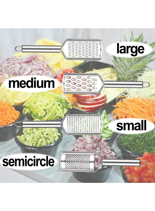 ShebSheb 4 Pack Stainless Steel Kitchen Grater & Peeler Set with Handle, Professional Zester for Vegetables, Fruits, Cheese, and Dairy Products - Image 4