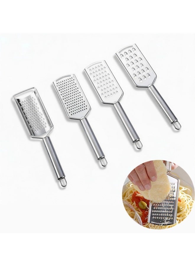 ShebSheb 4 Pack Stainless Steel Kitchen Grater & Peeler Set with Handle, Professional Zester for Vegetables, Fruits, Cheese, and Dairy Products - Image 1