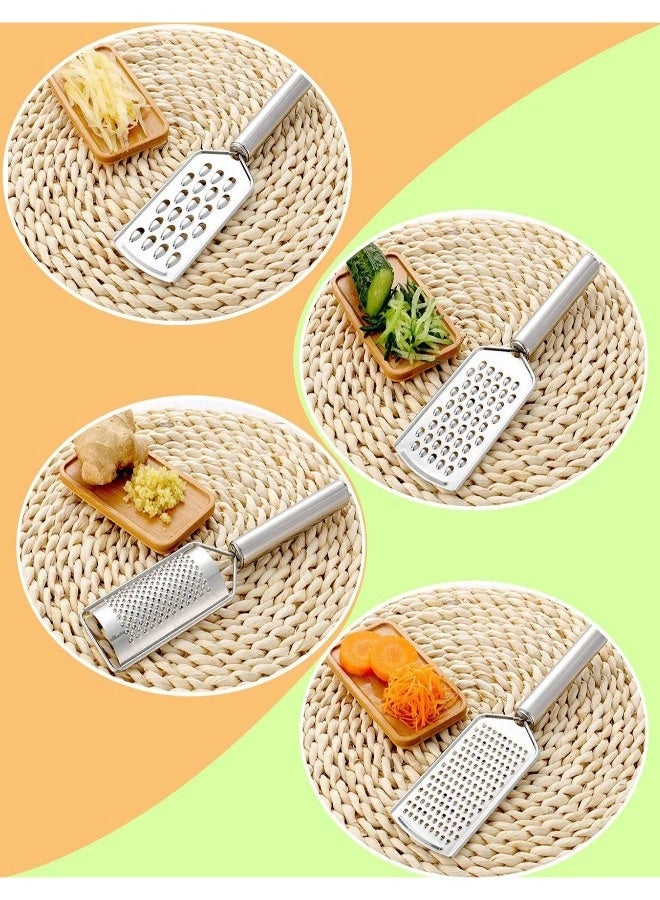ShebSheb 4 Pack Stainless Steel Kitchen Grater & Peeler Set with Handle, Professional Zester for Vegetables, Fruits, Cheese, and Dairy Products - Image 5