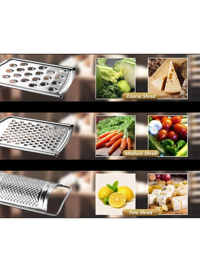 ShebSheb 4 Pack Stainless Steel Kitchen Grater & Peeler Set with Handle, Professional Zester for Vegetables, Fruits, Cheese, and Dairy Products - Image 3